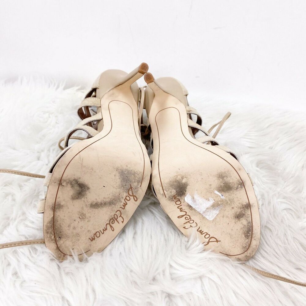 Sam Edelman 8 M Womens Beige Suede Almira Heeled Gladiator Sandals - Picture 9 of 10